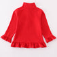 Red character embroidery girl zipper pullover