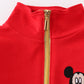 Red character embroidery boy zipper pullover