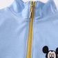 Blue character embroidery boy zipper pullover