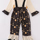 Mustard happy new year embroidery girl jumpsuit set