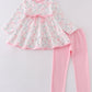 Pink floral ruffle girl set