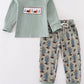 Sage duck french knot boy set