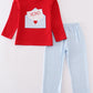 Red valentine XOXO applique boy set