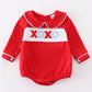 Red valentine XOXO smocked boy bubble