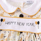 Mustard happy new year embroidery girl set