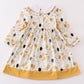 Mustard happy new year embroidery girl dress