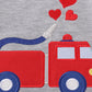 Grey valentine firetruck embroidery boy top