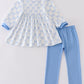 Blue bow girl pants set