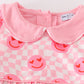 Pink valentine smile print girl jumpsuit set