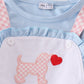 Blue valentine puppy heart applique girl jumpsuit set