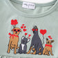 Sage valentine puppy heart embroidery girl dress