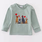 Sage valentine puppy heart embroidery boy top