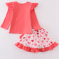 Pink valentine heart ruffle girl skirt set