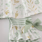 Green botanical girl romper