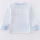 Blue stripe valentine heart embroidery boy top