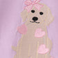 Purple valentine'day puppy embroidery girl romper