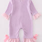 Purple valentine'day puppy embroidery girl romper