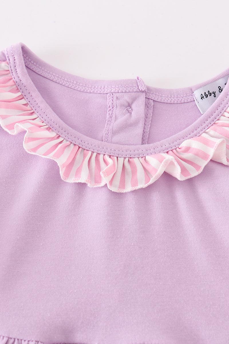 Purple Valentine puppy embroidery dress