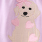 Purple Valentine puppy embroidery dress