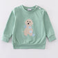 Green Valentine puppy embroidery boy top