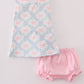 Pink bow print girl bloomer set