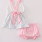 Pink bow print girl bloomer set