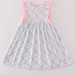 Pink bow print girl dress