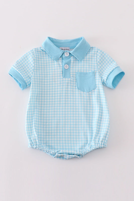 Blue gingham boy bubble