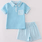 Blue gingham boy shorts set