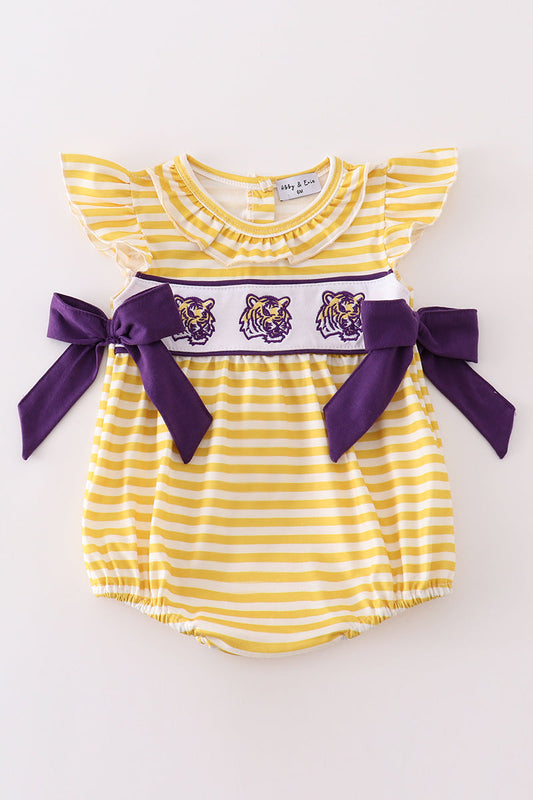 Yellow tiger embroidery LSU girl bubble