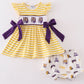 Yellow tiger embroidery LSU girl bloomer set