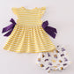 Yellow tiger embroidery LSU girl bloomer set