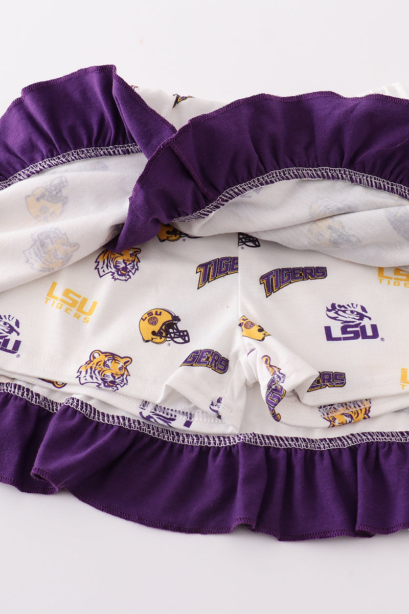 Yellow tiger applique LSU girl set