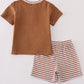 Brown stripe boy shorts set