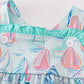 Green sailboat print ruffle bubble