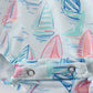 Green sailboat print ruffle bubble