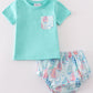 Green sailboat print boy bloomer set