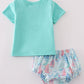 Green sailboat print boy bloomer set