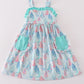 Green sailboat print girl dress