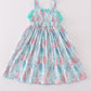 Green sailboat print girl dress