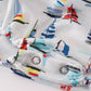 Navy sailboat print boy bubble