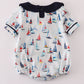 Navy sailboat print boy bubble