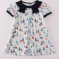 Navy sailboat print girl dress