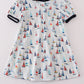 Navy sailboat print girl dress