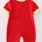 Red charactor embroidery boy romper