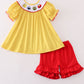 Yellow charactor embroidery girl set