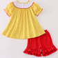 Yellow charactor embroidery girl set