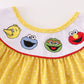 Yellow charactor embroidery dress