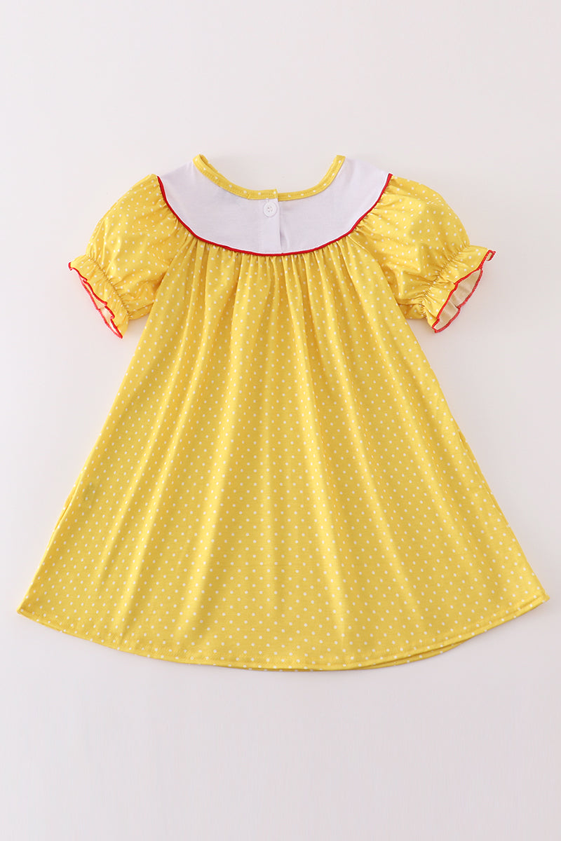 Yellow charactor embroidery dress