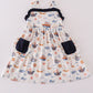 Navy beach print girl dress